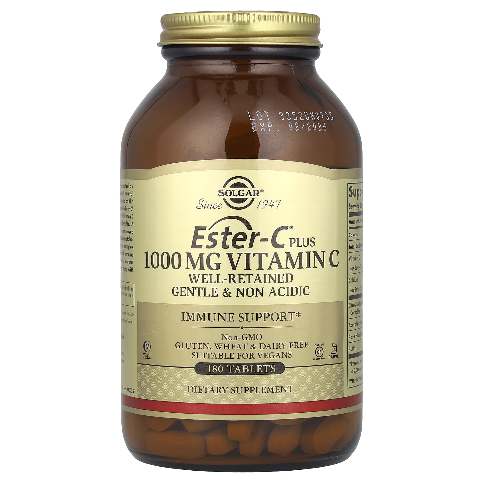 

Solgar, Ester-C Plus Vitamin C, 1000 мг, 180 табл