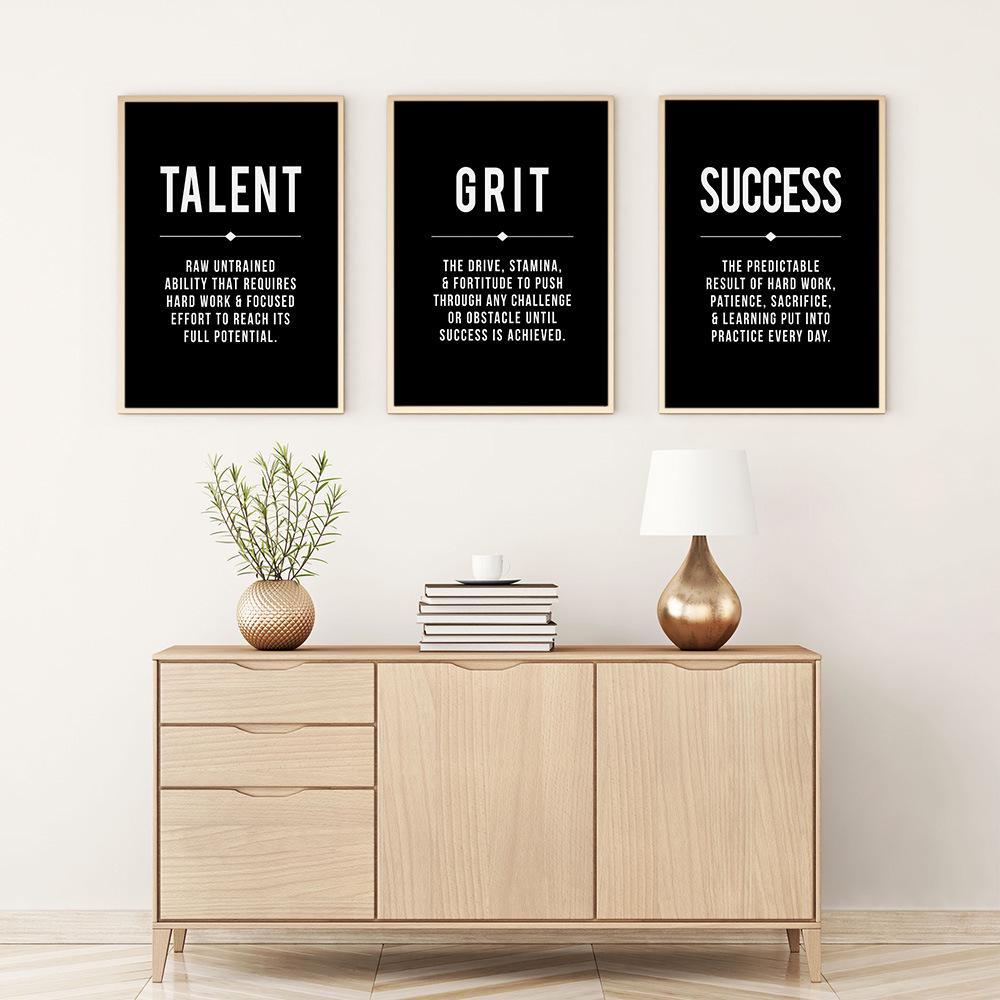 Nordic English Inspiring Quote Wall Art - Micro-spray Print for Office Decor