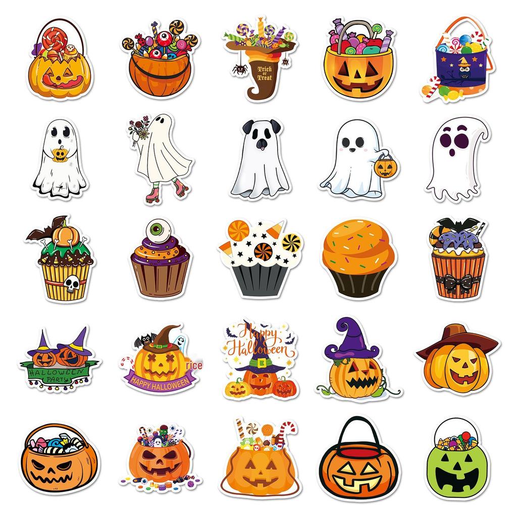 100 Halloween Cartoon Horror Stickers for Journals & Phones