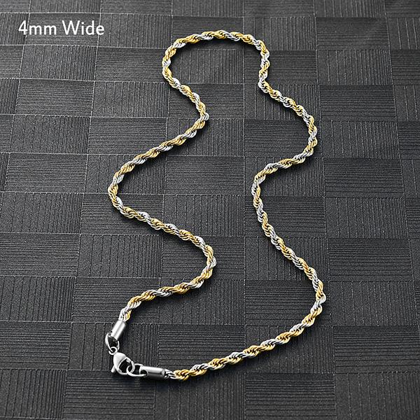 5 Colors Stainless Steel Twist Rope Chain Necklace for Women Men Black/Silver/Gold Color Plated Choker Metal Fashion Jewelry