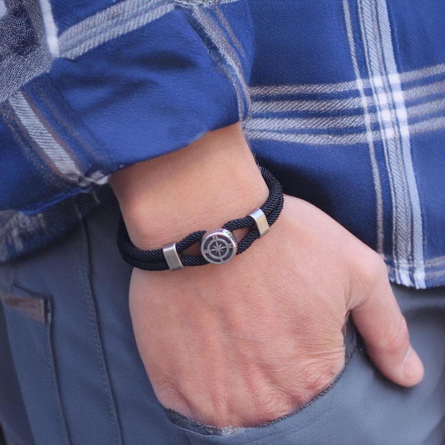 

Noter New Men String Bracelet Nautical Compass Braslet 6 Colors Magnet Buckle Wrap Braclet Leisure Versatile Accessories Joias чёрный