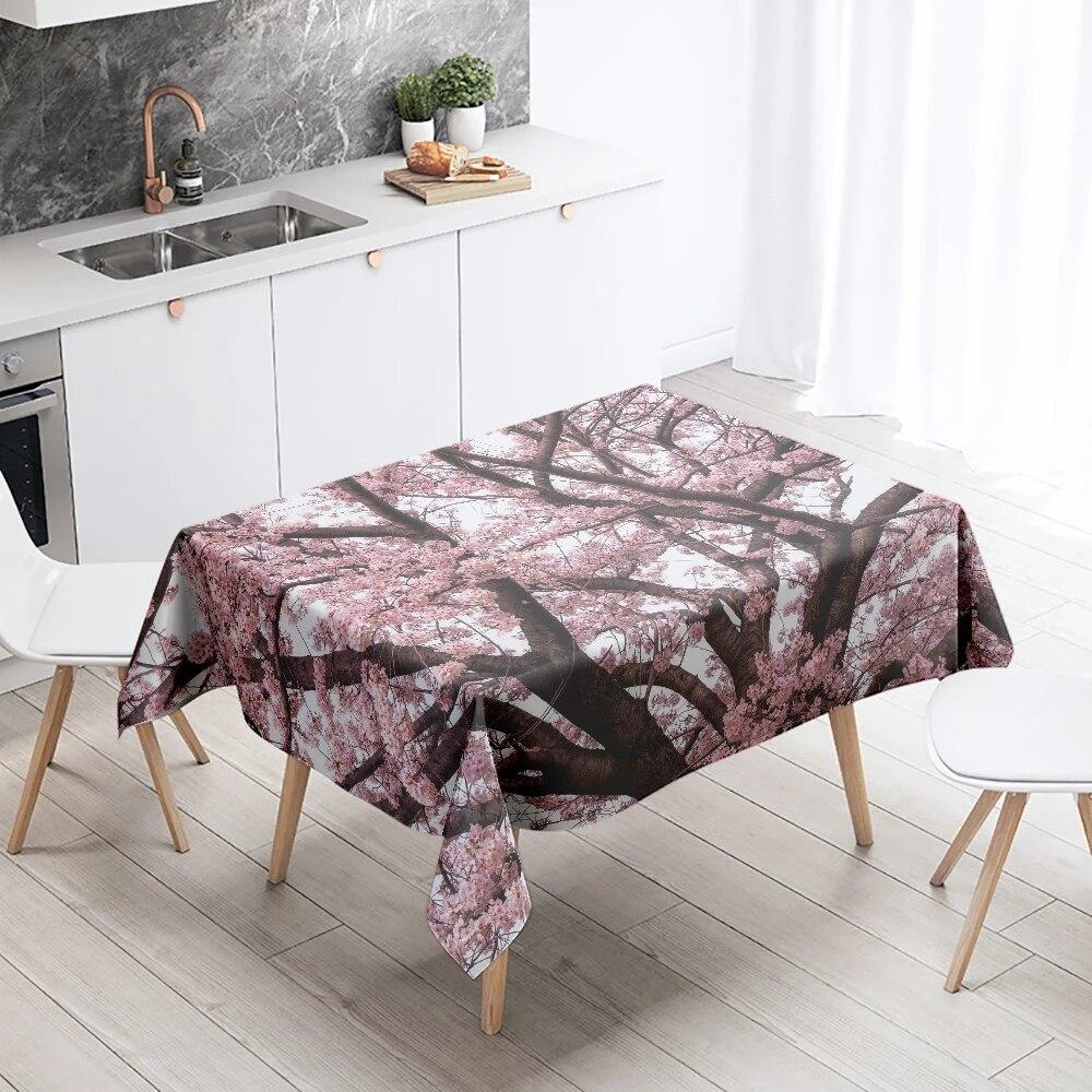 Floral Tablecloth Home Decor Stain Resistant Waterproof Table Decoration Rectangular Kitchen Fireplace Tops