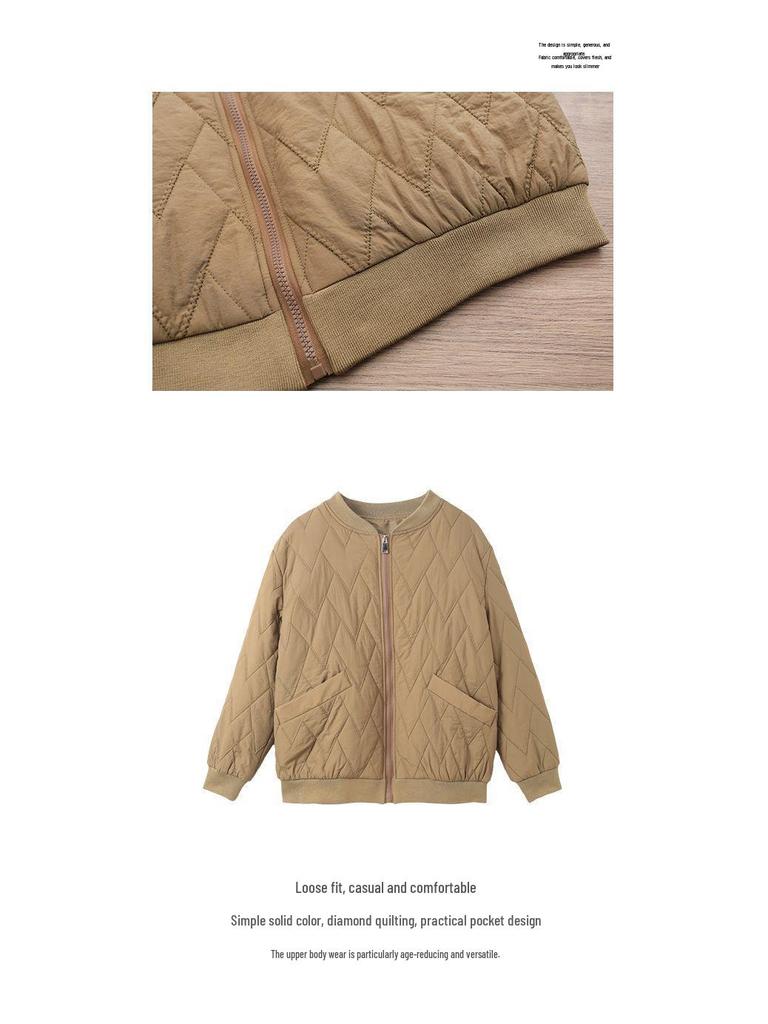 Veste Matelassée Légère en Coton pour Femme - Style Automne/Hiver 2025, Manteau Court pour Dames et Mères