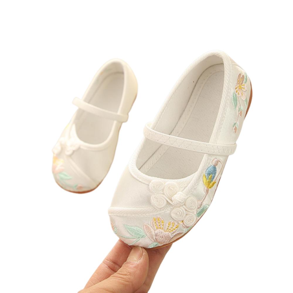 Chinese Style Children Hanfu Flat Shoes Wear Resistant Embroidered Cloth Shoes Kid Gift