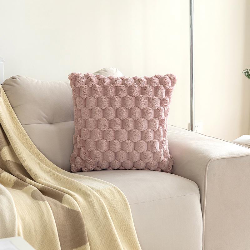 Velvet Three-Dimensional Turtle Back Pillowcase - Solid Color 