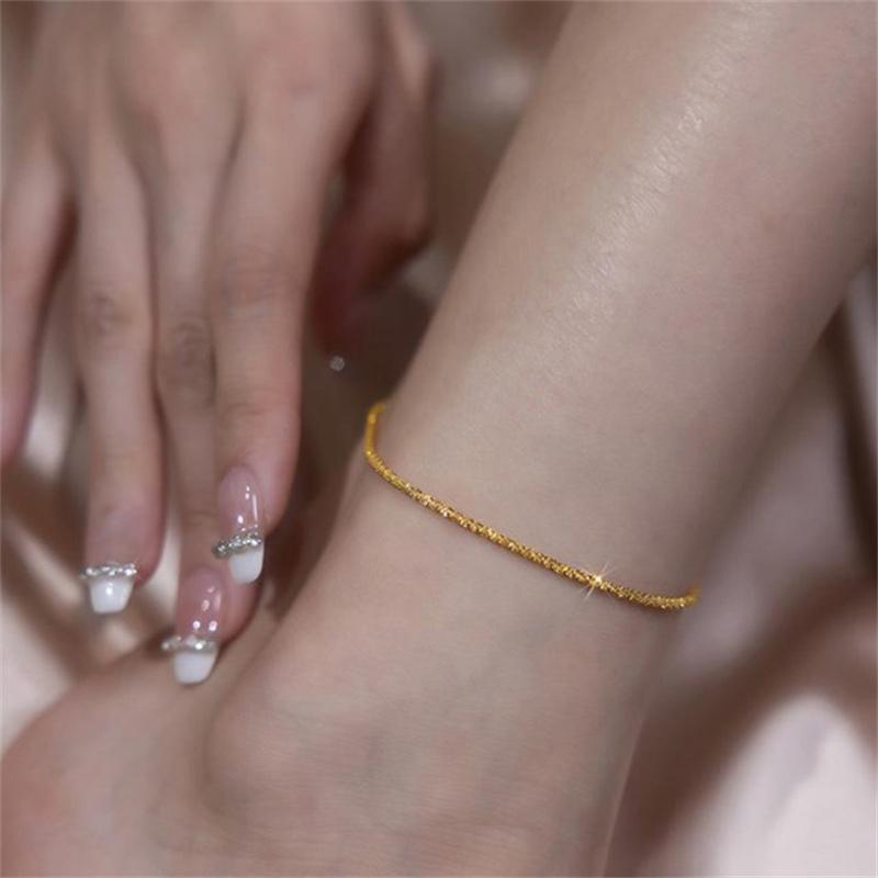 

Браслет на щиколотку Full Star, женский летний сверкающий браслет на щиколотку, женский браслет Tide, корейская сетка, красный, простые ювелирные аксессуары золотой