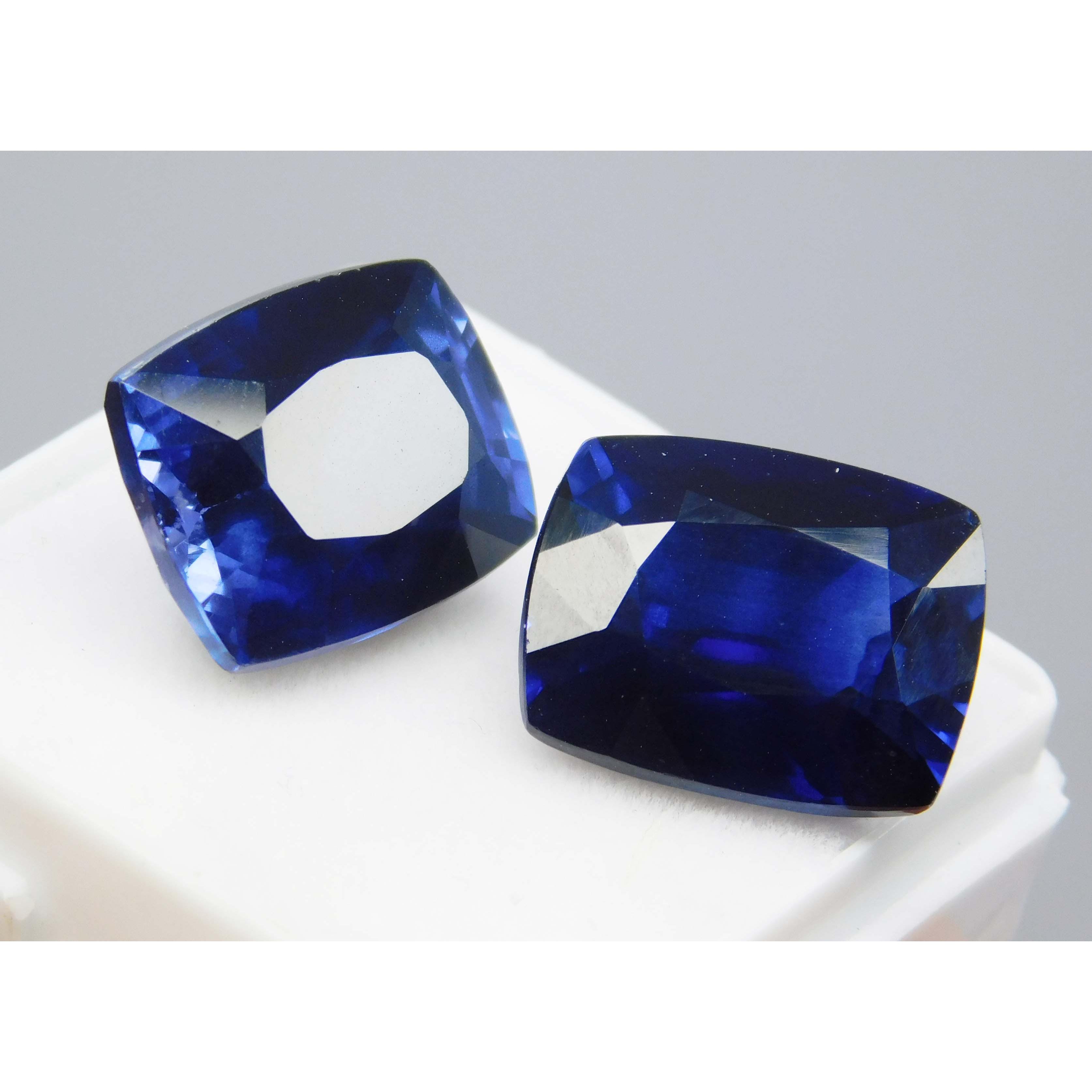 

Natural Blue Sapphire Cushion Cut 20.65 Ct CERTIFIED Loose Gemstones Pair A-2191 13.6 mm Each синій