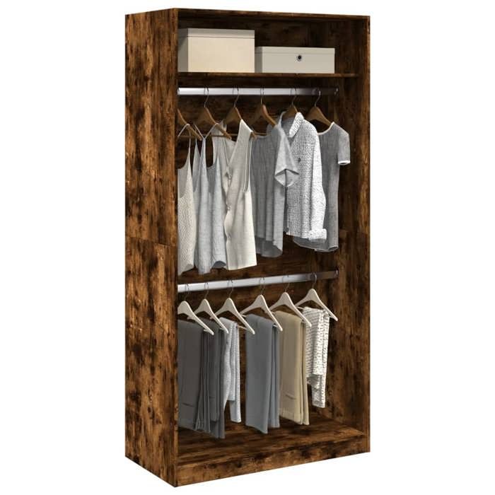 VidaXL Wardrobe Smoked Oak 100x50x200 Cm Engineered Wood, Storage Cabinet, Wardrobe Organizer, Cabinet, 3307805