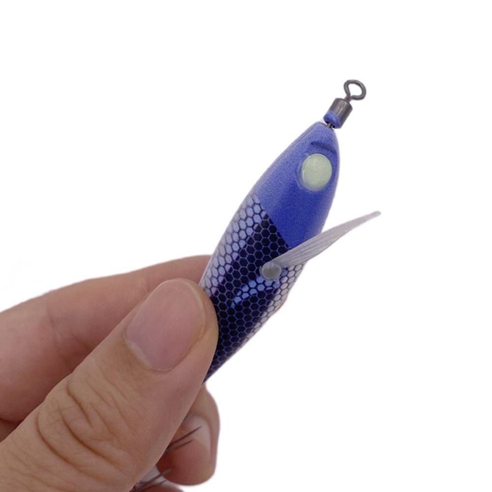 Luminous Wing Squid Jig Fishing Wood Shrimp Lure Fluorescent Fishing Lure Night Fishing Luminous Floating Lure Shrimp Hook Bait