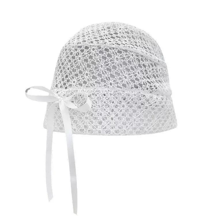 Niche Design Cute Black Hollow Bow Cold Hat Women Versatile Elastic Lace Hat Hot Girl Pile Hat