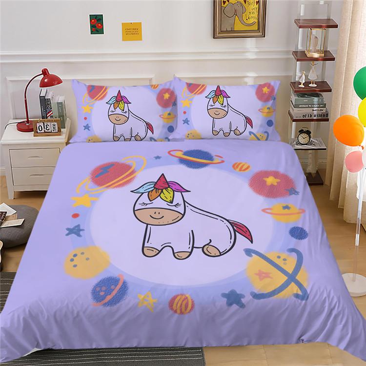 

3D Unicorn Digital Printing Quilt Cover Pillowcase Two Or Three-Piece Set Polyester A pair of pillowcases 50 * 90