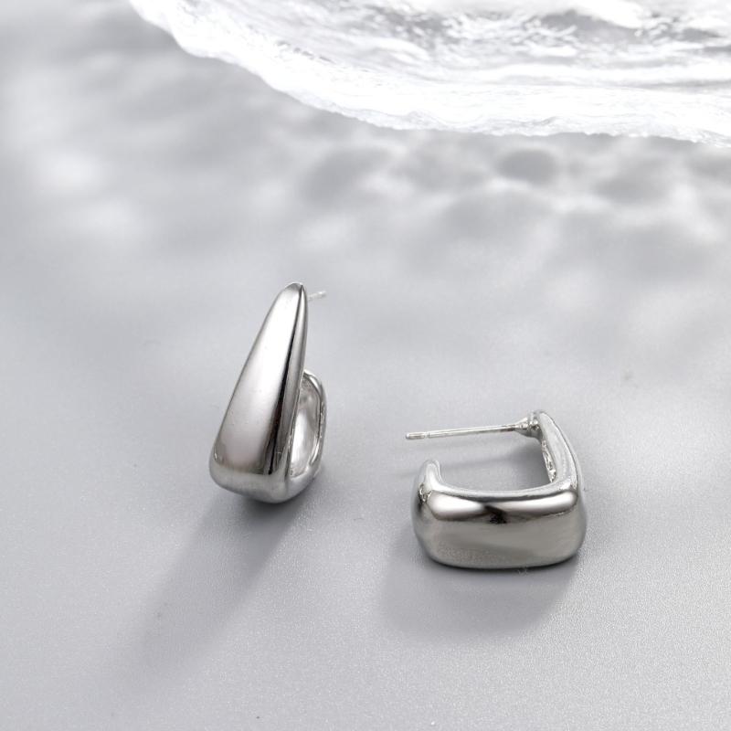 Simple Pea Shaped Alloy Silver Gold Color Drop Earrings For Women Korean Fashion Jewelry Party Girls Unusual Accessory