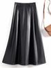 Women's Haining Lambskin A-Line Midi Skirt - High-Waisted, Slim Fit with Large Hem, Elegant Design