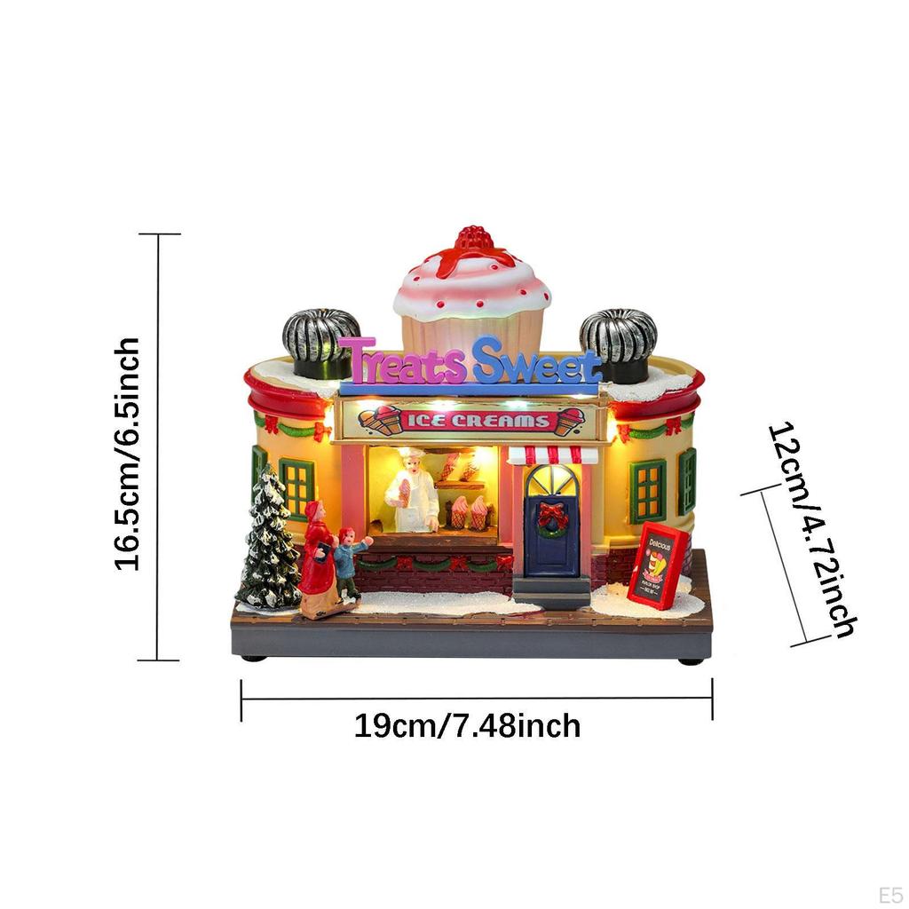Christmas Village House Statue Figurine LED Lighted Lightweight Decor Gift for Tabletop