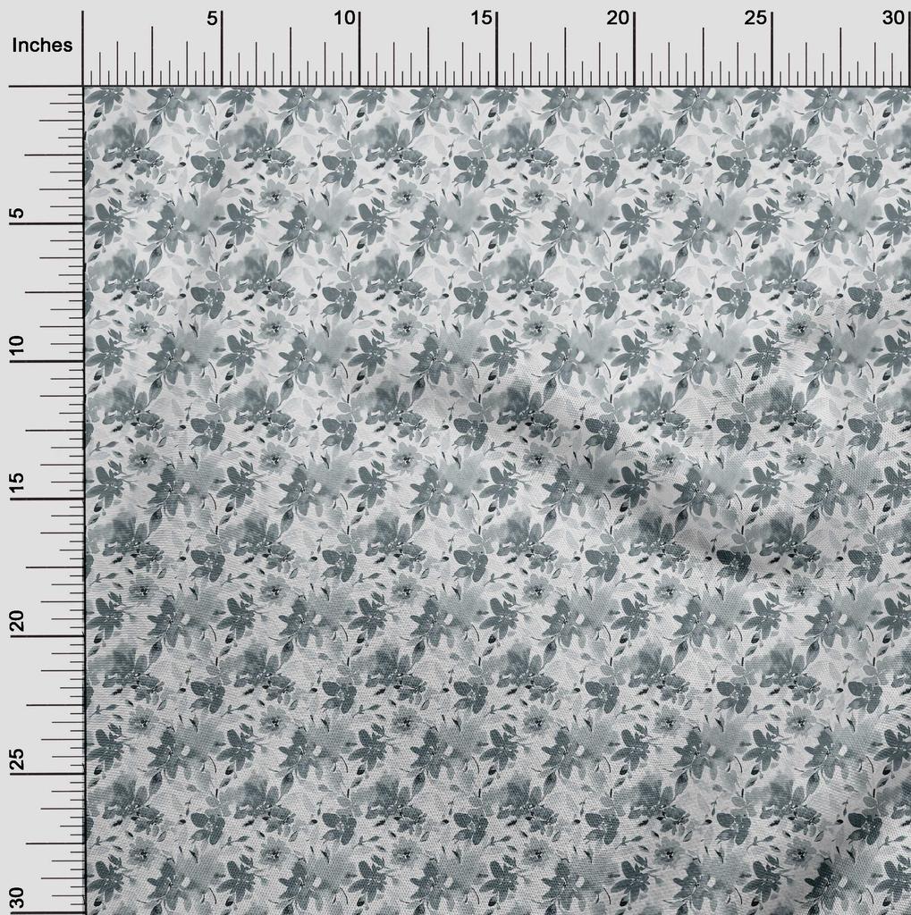 oneOone Cotton Flex Gray Fabric Abstract Watercolor Floral Fabric For Sewing Printed Craft Fabric By The Yard 40 Inch