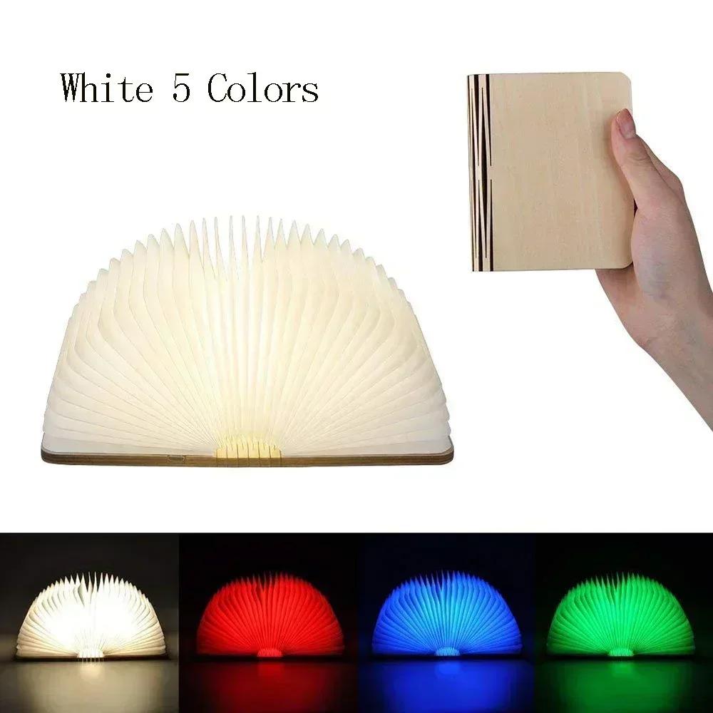 Creative 3D Folding LED Night Light RGB Color USB Recharge Wooden Book Lights Decor Bedroom Table Lamp for Kid Brithday Gift Hot