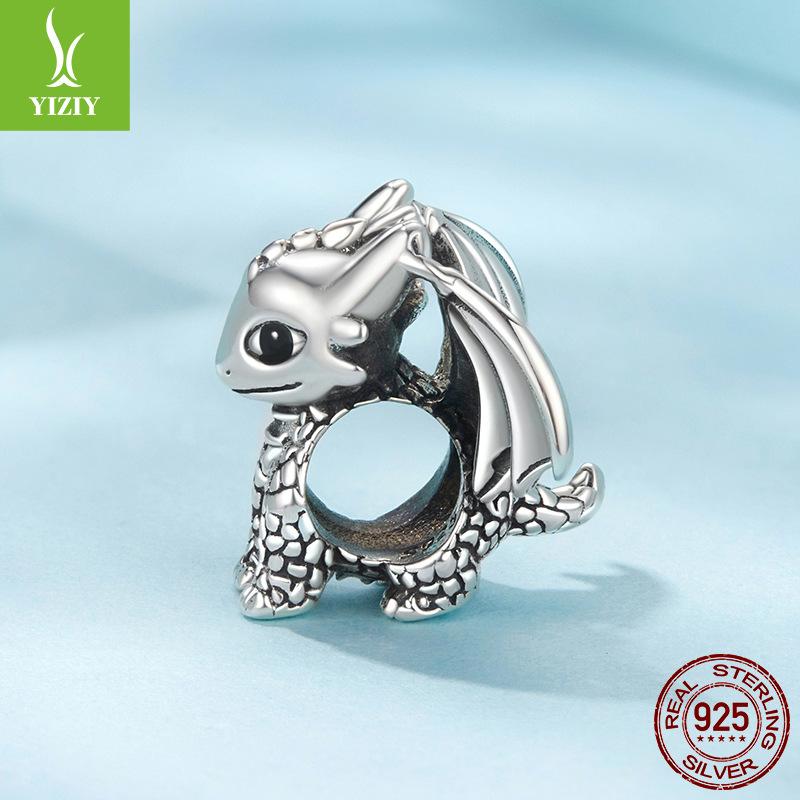 S925 Sterling Silver Exquisite Three-Dimensional Dragon Beads, Fun And Cute Texture Diy Bead Jewelry Accessories