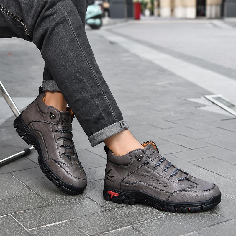 Ręcznie robione buty ze skóry dwoinowej Buty męskie Wygodne buty do kostki dla mężczyzn Buty codzienne Duże rozmiary Buty narzędziowe