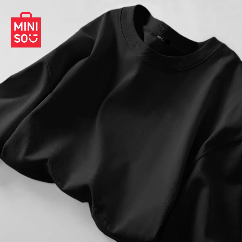 MINISO Women's Long Sleeve Loose Fit Cotton T-Shirt