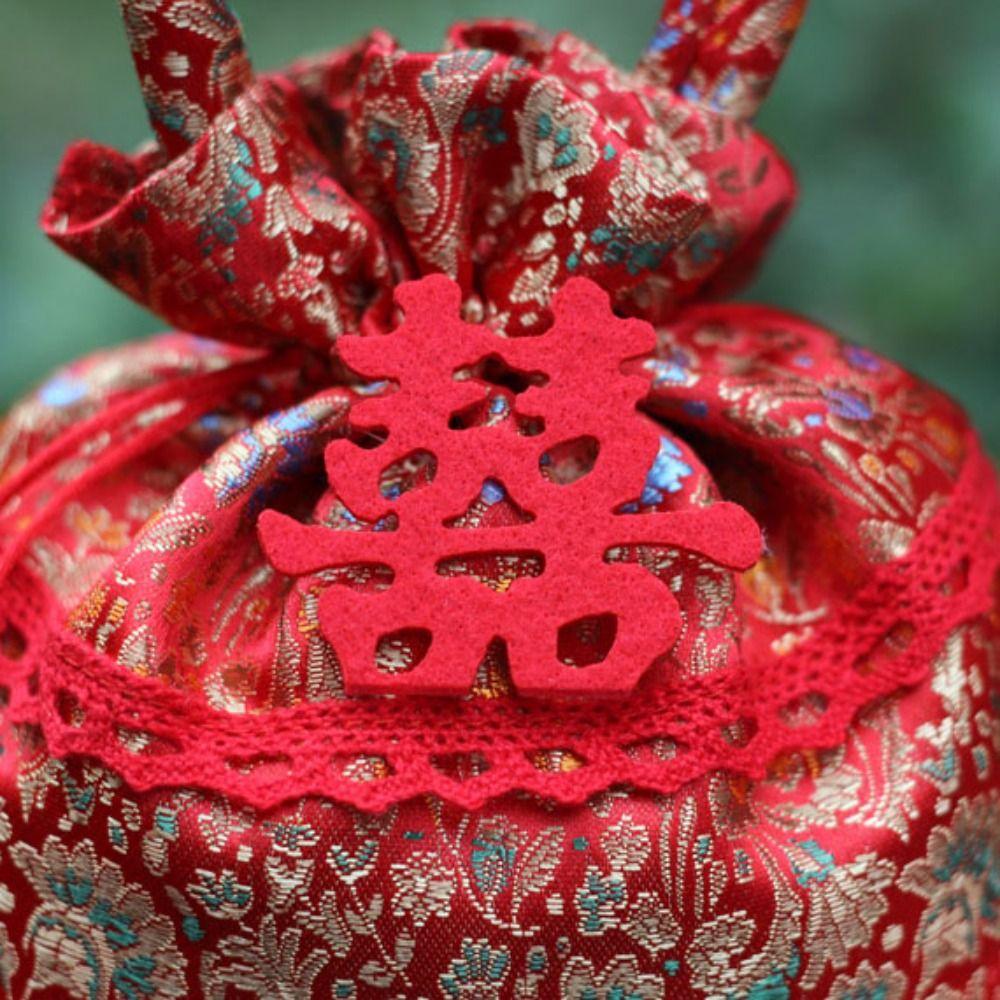 Chinese Style Flower Drawstring Bag Candy Storage Festive Sugar Bag Canvas Tassel Handbag Party