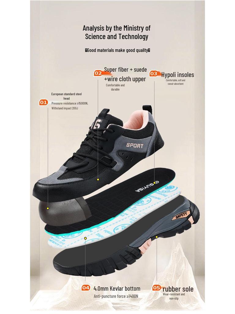 Women's Breathable Steel Toe Safety Shoes - Lightweight, Comfortable, Wear-Resistant, Anti-Smash & Anti-Puncture, Ideal for Summer Work.