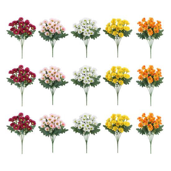 Artificial Mums Bundle Realistic Faux Daisies with Bendable Stems UV Resistant Fall Flowers for Autumn Home Window Box Vase Outdoor Decoration