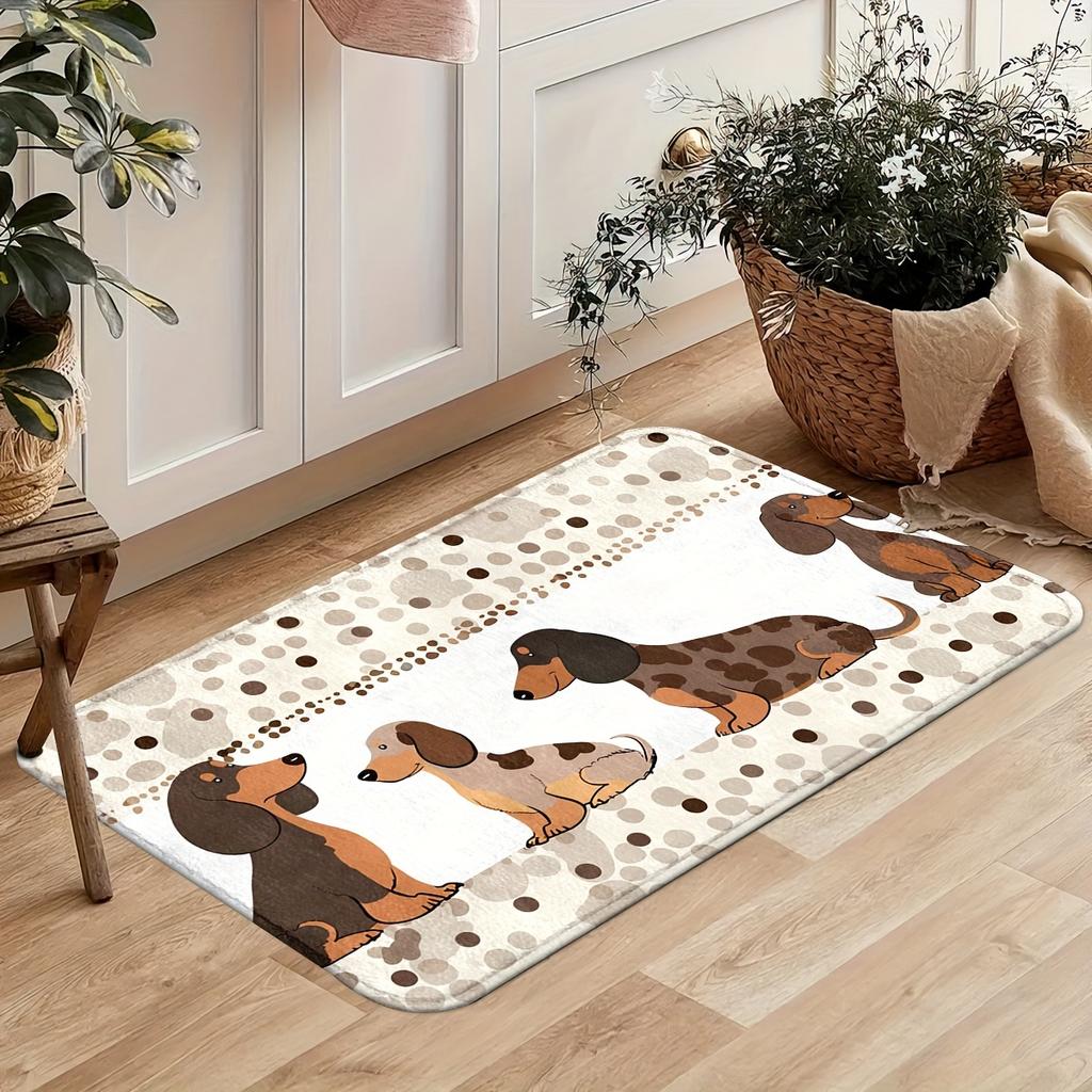 1Pcs Anti Fatigue Kitchen Rugs, Cute Dog Print Waterproof Non-Slip Thick Cushioned Kitchen Mat Heavy Duty Comfort Standing Mat for Kitchen