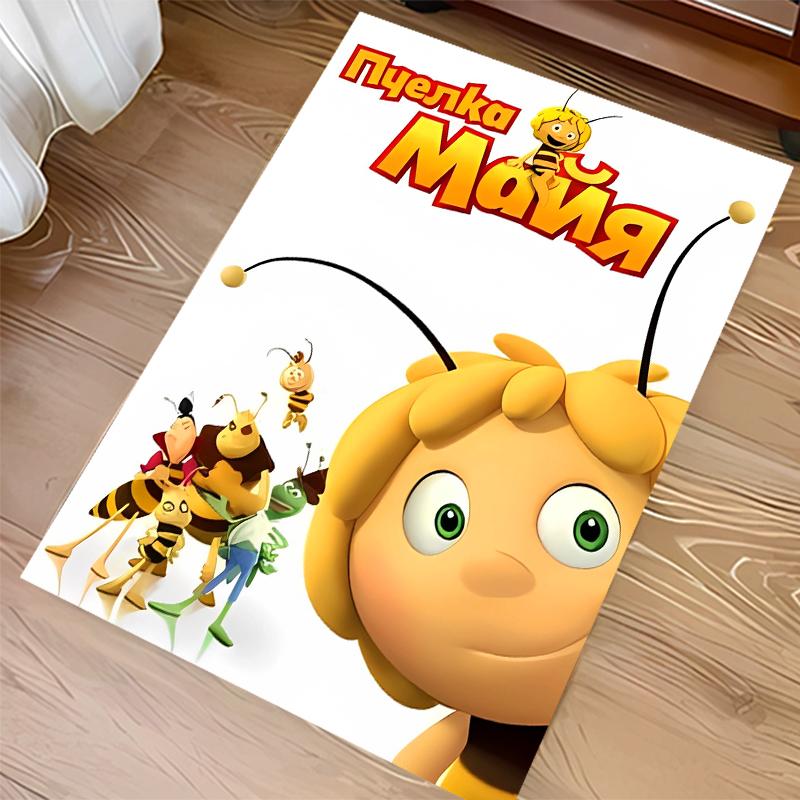 1pc Maya the bee Print Area Rug - Soft,Washable Non-Slip Indoor Mat for Office Chairs,Living Room,Home Office Decorative Rug