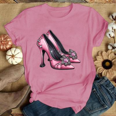 T-Shirt Unisex alla Moda Stampa Tacchi Alti Rosa Top Estivi Magliette(T-shirt Premium)
