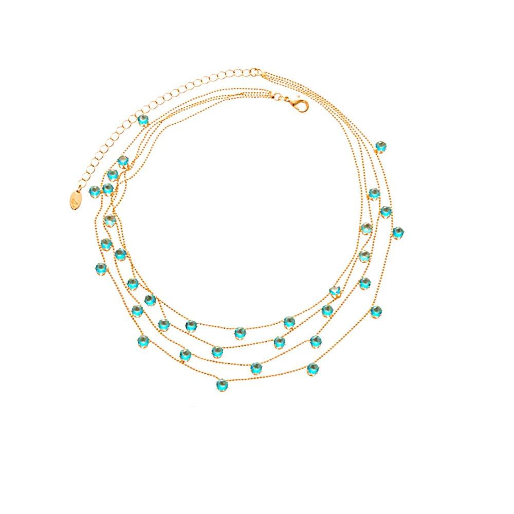 Elegant Vintage Rhinestone Necklace Exquisite Colored Crystal Necklace  Women