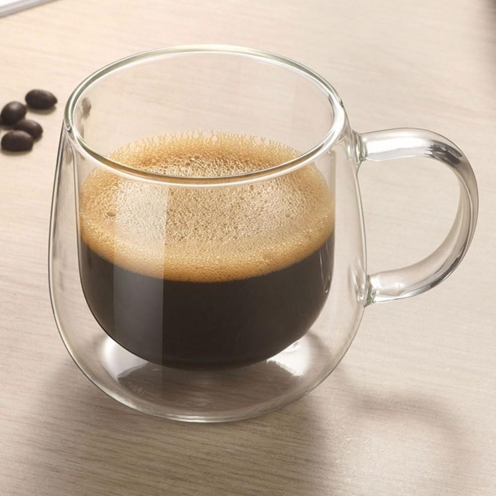 2pcs Transparent Coffee Cup Heat Resistant Tumbler Mug Home Bar Double Wall Glass Cup Set  Milk