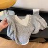 Pullover temperament knitted sweater stacked fake two tops women's fashion sweater lazy high-end design sense niche