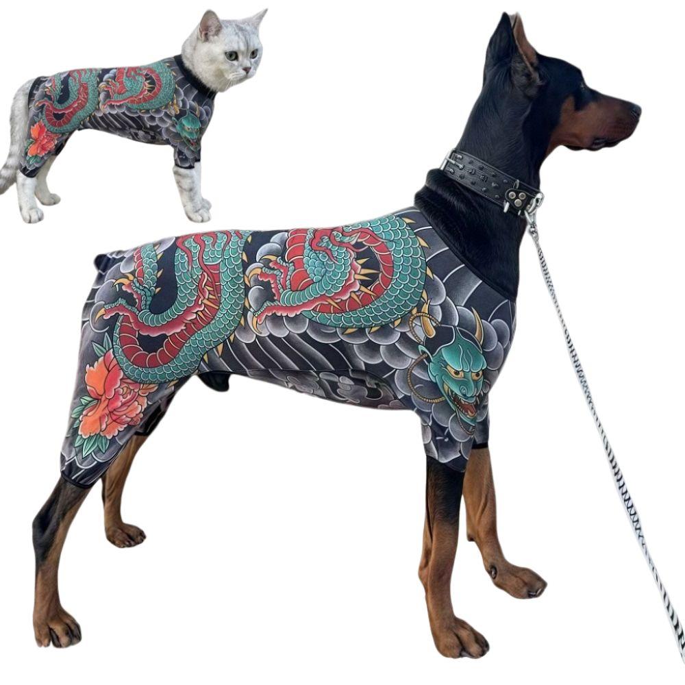 Kreativität Vier Jahreszeiten Haustier Tattoo Weste Lebensecht Lustig Hund Katze Tattoo Jacke Eng Anliegend Cool Haustierkleidung Für Haustier S Bis 6XL