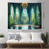 Spring Window View Tapestry Wall Hanging Garden Green Forest Scene Outside Vintage Window Crystal Light Wall Decor For Bedroom