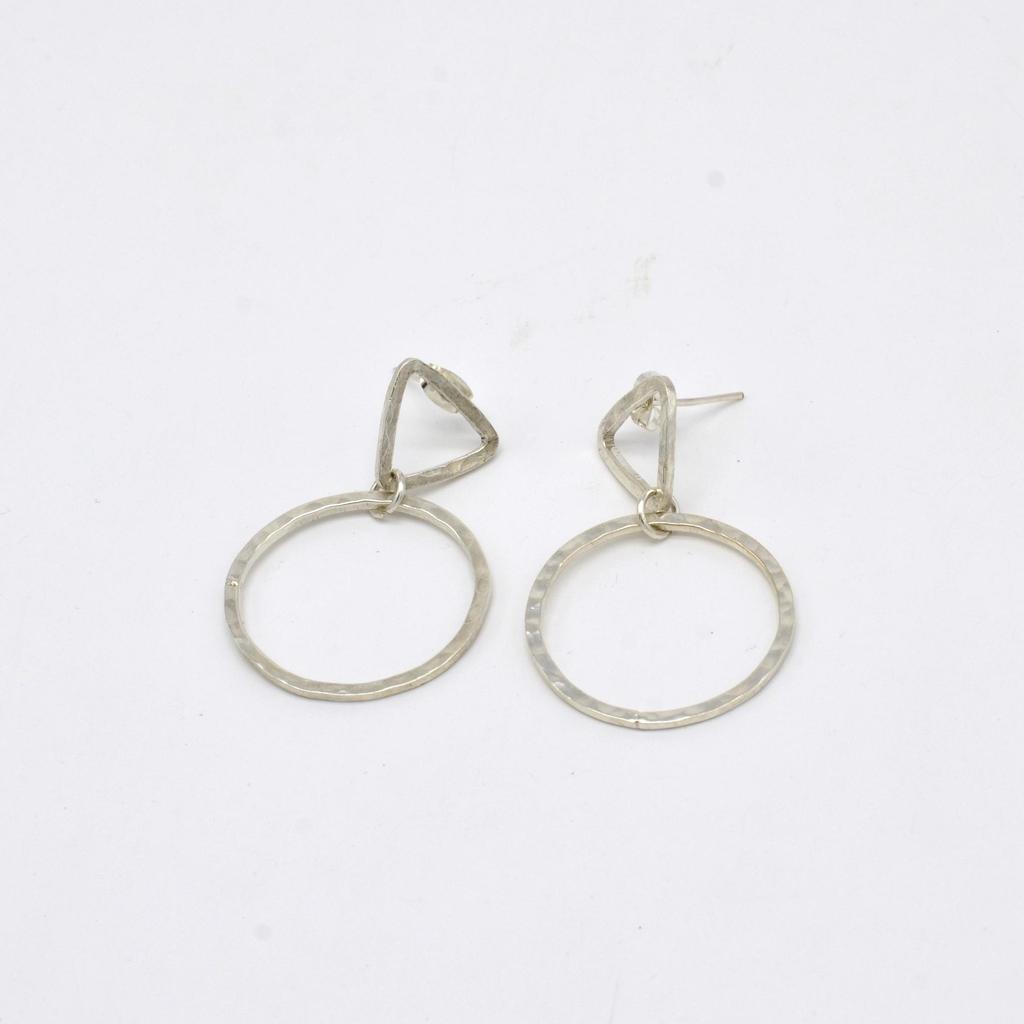 Stříbrné kruhové náušnice puzetky 925 Dámské šperky, Sterlingové stříbro Geometrické tepané náušnice s otevřeným kruhem