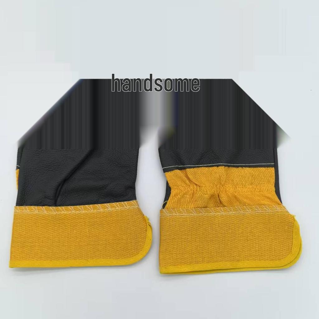 Yellow Leather Welding Gloves - Oil, Puncture, and Heat-Resistant Labor Protection