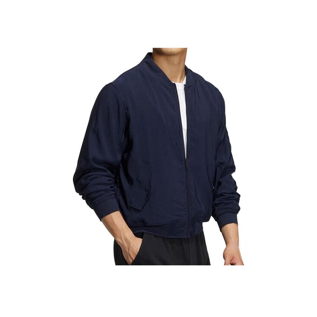 Adidas Solid Color Zip-Up Long Sleeve Jacket Men Outerwear Dark-Grey Navy-Blue HS3407