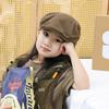 Girls' Summer Retro Japanese Style Hippopotamus Beret - Lightweight Kids' Sun Protection Hat