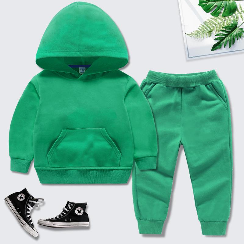 Baumwoll-Kapuzensweatshirt-Zweiteiler für Kinder, Jungen und Mädchen - Sportbekleidung für Frühling/Herbst