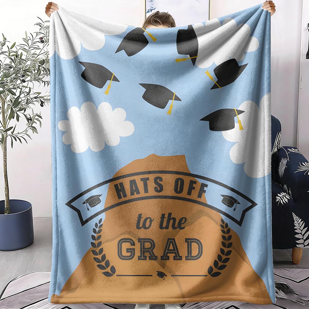 Graduation season Throw Soft Flannel AC Blanket Lightweight Summer Nap Throw Cozy Blanket for Sofa Bed Travel Home