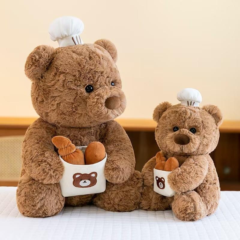 Bear Hug Teddy Plush Toy Chef Hat Rose Brown Animal Stuffed Doll Gift Childs