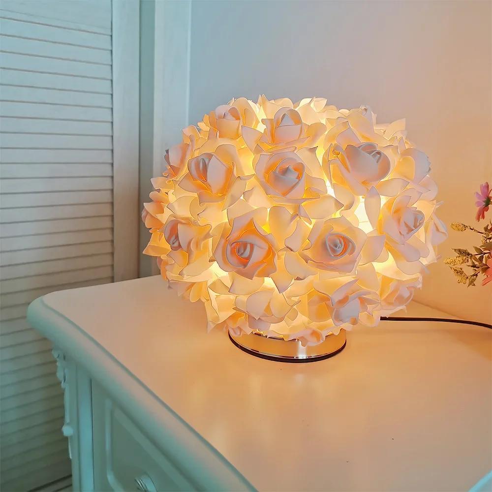 

Rose Atmosphere Table Lamp Night Light for Girls Friend Birthday Valentine s Day Gift Senior Birthday Wedding Decoration EU plug бежевый