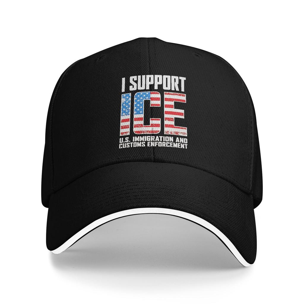 I Support ICE Us Immigration and Customs Enforcement Flag Baseball Cap Casual Hip Hop Hats Summer Men Skate Baseball Caps