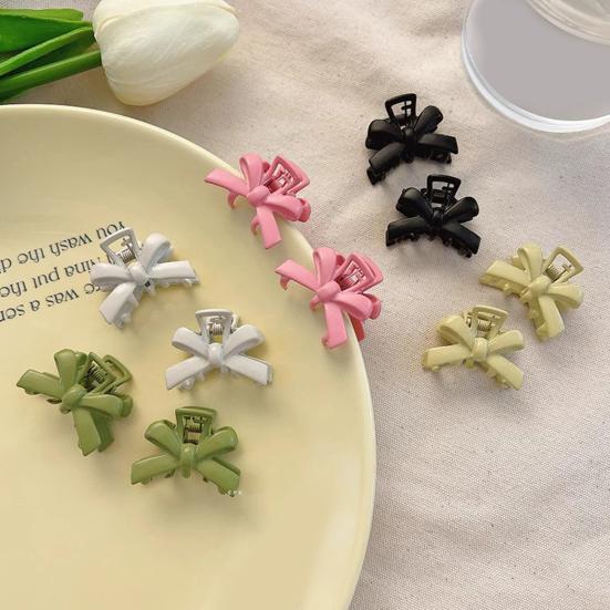 5Pcs Girl Hairpins 3D Bow Design Matte Texture Hair Clips Lightweight Small Gripper