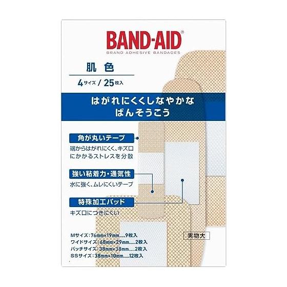 BAND-AID Emergency Bandage, Skin Color Type, 4 Sizes, 25 Pieces