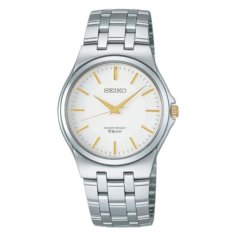 SEIKO 50 meters waterproof Quartz metal strap 39mm unisex white dial SCXP025 золотой