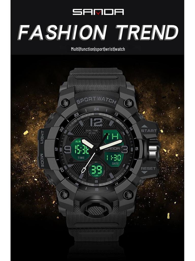 Sanda Tactical Luminous Waterproof Mountaineering Watch for Men - Multifunctional and Sporty