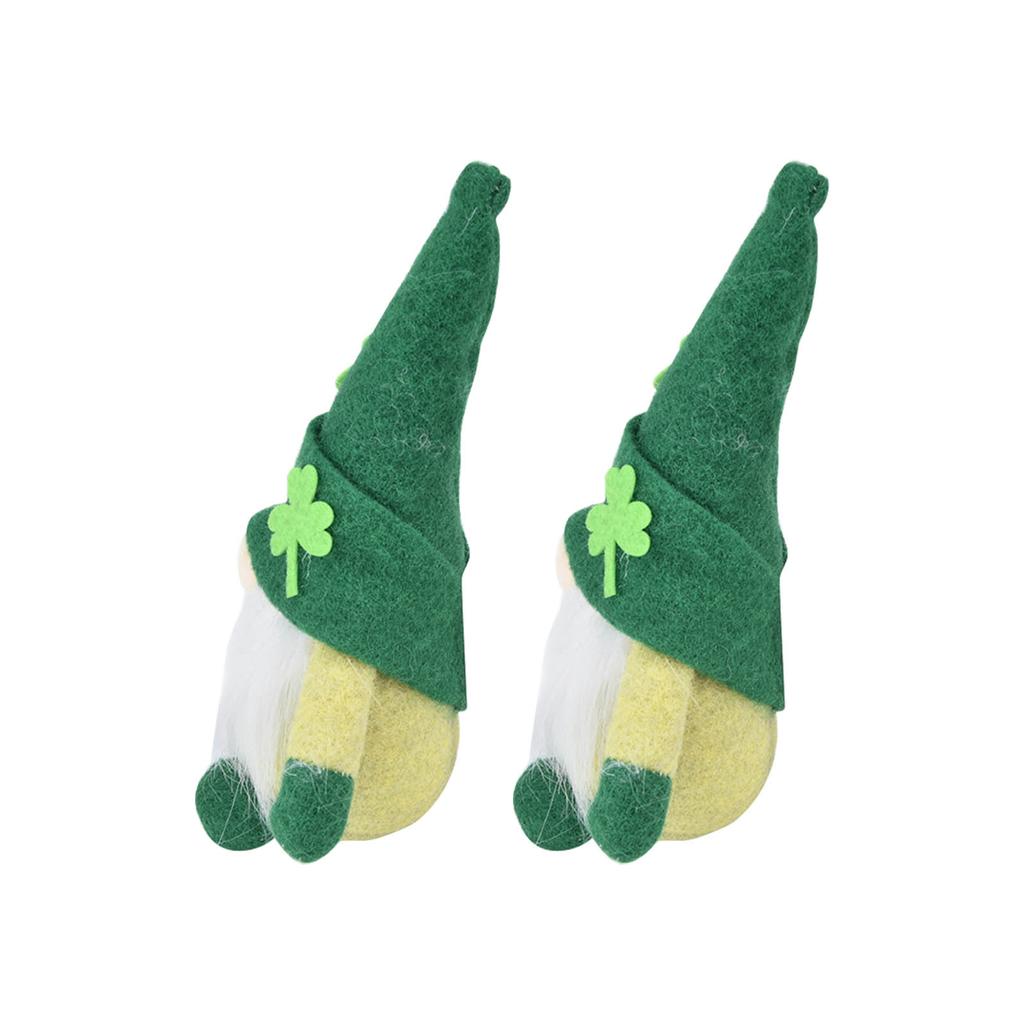 2 Stück Zwergenpuppe Handgefertigt Niedlich Gesichtslos Grüner Hut St. St. Patrick's Day Ornament Plüsch Zwergpuppe für Sofa Esstisch(Männer