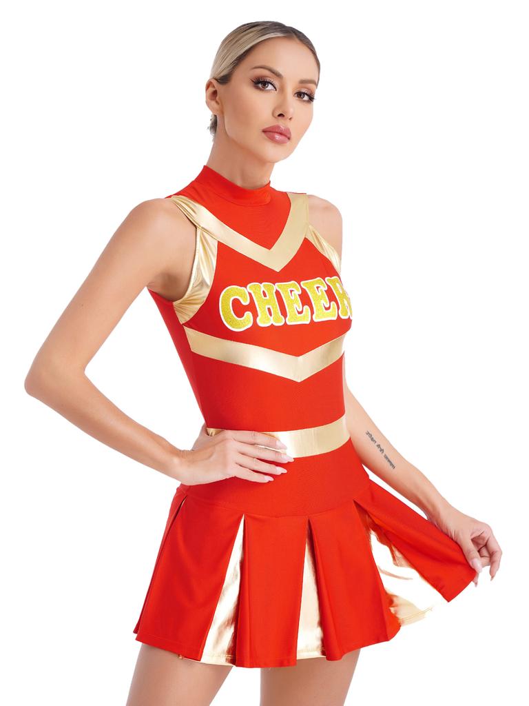 Women Stage Costume Musical Rave Party Show Cheering Team Uniform Fancy Dress Cheerleading Dancewear Cosplay Masquerade Carnival