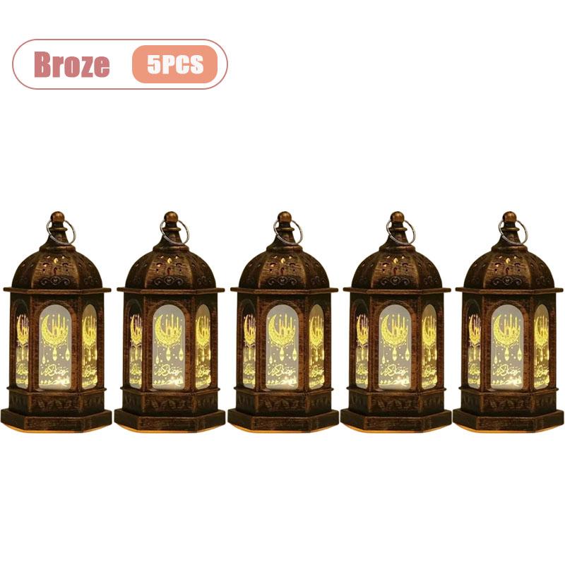 1-10PCS 2026 Ramadan Vintage Castle Lantern Middle Eastern Handheld Light Electronic Candle Decorative Ornament